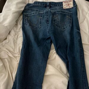 True Religion Navy Blue Bootcut Jeans with Studded Pockets